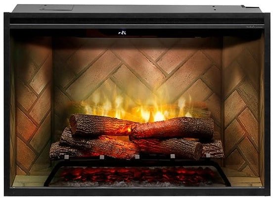 Dimplex | Revillusion 36 Inch Built-in Electric Fireplace (Herringbone) W/ Glass & Plug Kit - RBF36-FG