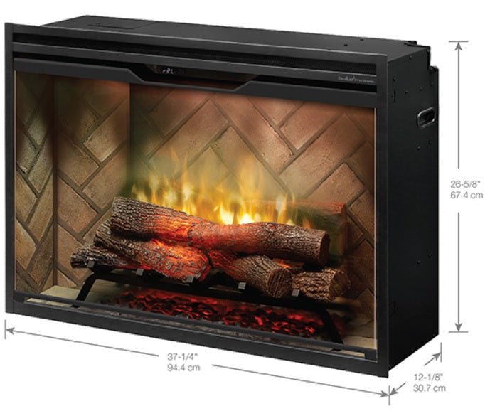 Dimplex | Revillusion 36 Inch Built-in Electric Fireplace (Herringbone) W/ Glass & Plug Kit - RBF36-FG