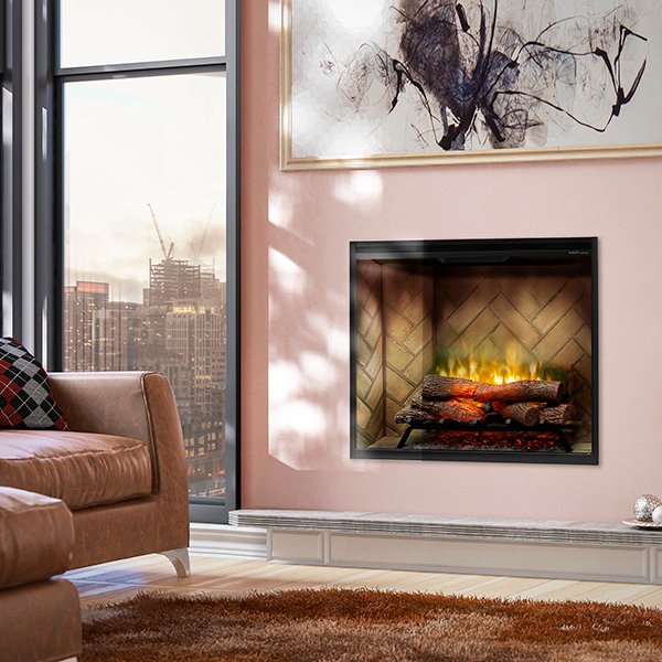 Dimplex | Revillusion 36 Inch Portrait Built-In Fireplace (Herringbone) W/ Glass & Plug Kit