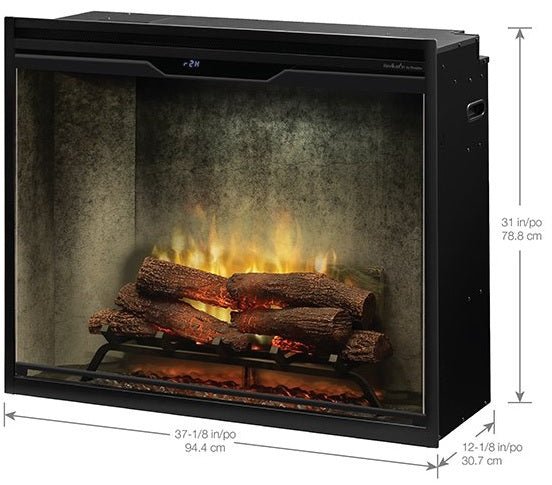 Dimplex | Revillusion 36 Inch Portrait Built-in Electric Fireplace (Weathered Concrete) W/ Glass & Plug Kit - RBF36PWC-FG