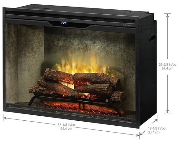 Dimplex | Revillusion 36 Inch Built-in Electric Fireplace (Weathered Concrete) W/ Glass & Plug Kit - RBF36WC-FG