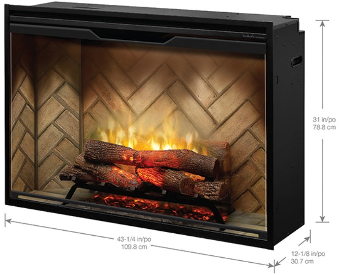 Dimplex | Revillusion 42 Inch Built-in Electric Fireplace (Herringbone) W/ Glass & Plug Kit - RBF42-FG