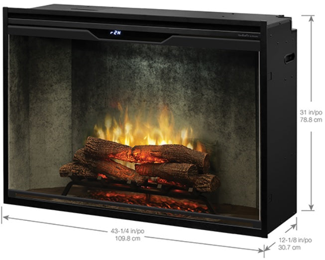 Dimplex | Revillusion 42 Inch Built-in Electric Fireplace (Weathered Concrete) W/ Glass & Plug Kit - RBF42WC-FG