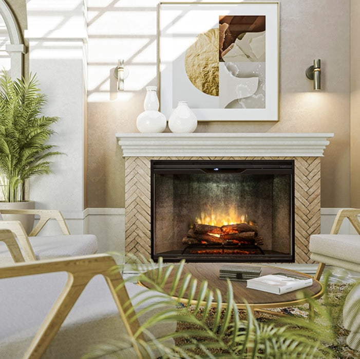 Dimplex | Revillusion 42 Inch Built-in Electric Fireplace (Weathered Concrete) W/ Glass & Plug Kit - RBF42WC-FG