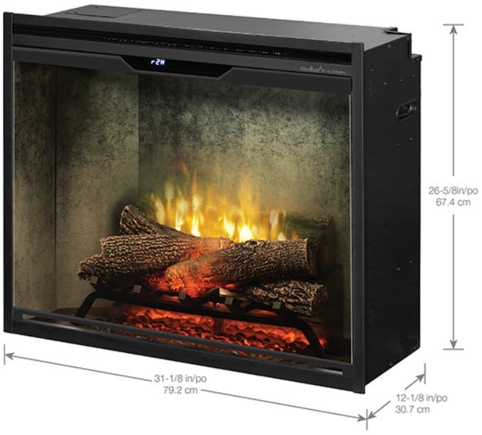 Dimplex | Revillusion 30 Inch Built-in Electric Fireplace (Weathered Concrete) W/ Glass & Plug Kit - RBF30WC-FG