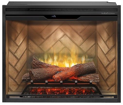 Dimplex | Revillusion 30 Inch Built-in Electric Fireplace (Herringbone) W/ Glass & Plug Kit - RBF30-FG