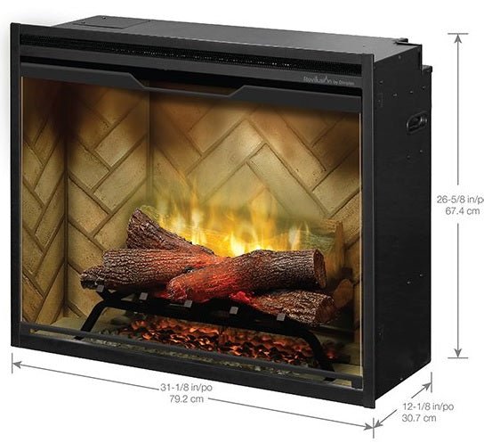 Dimplex | Revillusion 30 Inch Built-in Electric Fireplace (Herringbone) W/ Glass & Plug Kit - RBF30-FG