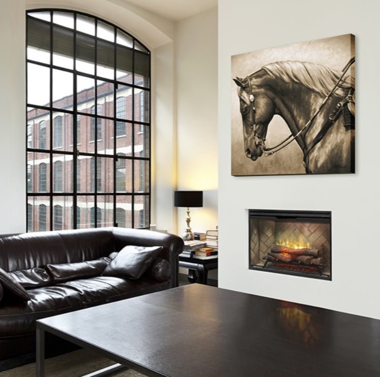 Dimplex | Revillusion 36 Inch Built-in Electric Fireplace (Herringbone) W/ Glass & Plug Kit - RBF36-FG
