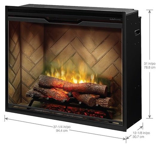 Dimplex | Revillusion 36 Inch Portrait Built-In Fireplace (Herringbone) W/ Glass & Plug Kit