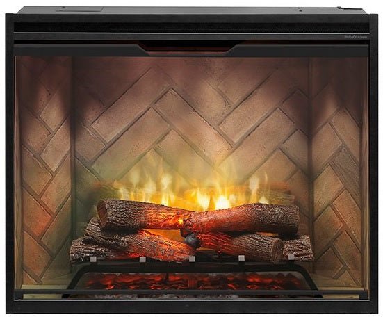 Dimplex | Revillusion 36 Inch Portrait Built-In Fireplace (Herringbone) W/ Glass & Plug Kit