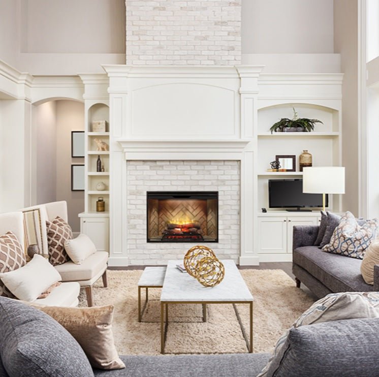 Dimplex | Revillusion 42 Inch Built-in Electric Fireplace (Herringbone) W/ Glass & Plug Kit - RBF42-FG