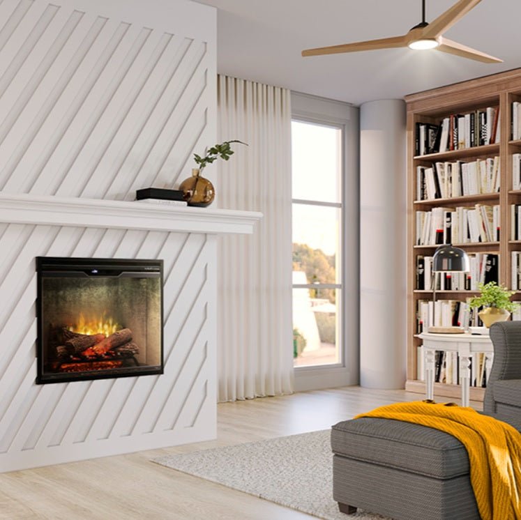 Dimplex | Revillusion 30 Inch Built-in Electric Fireplace (Weathered Concrete) W/ Glass & Plug Kit - RBF30WC-FG